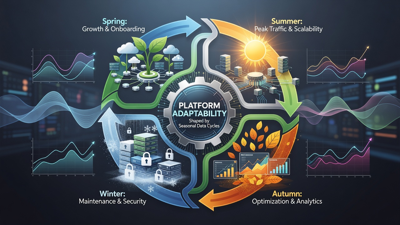 Diagram illustrating platform resource allocation adjustments during peak seasonal data periods